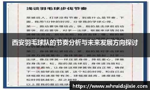 西安羽毛球队的节奏分析与未来发展方向探讨